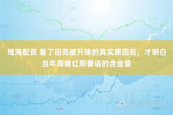 维海配资 看了田亮被开除的真实原因后，才明白当年周继红那番话的含金量