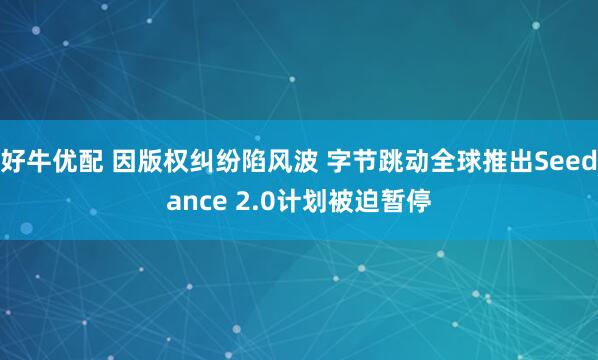 好牛优配 因版权纠纷陷风波 字节跳动全球推出Seedance 2.0计划被迫暂停